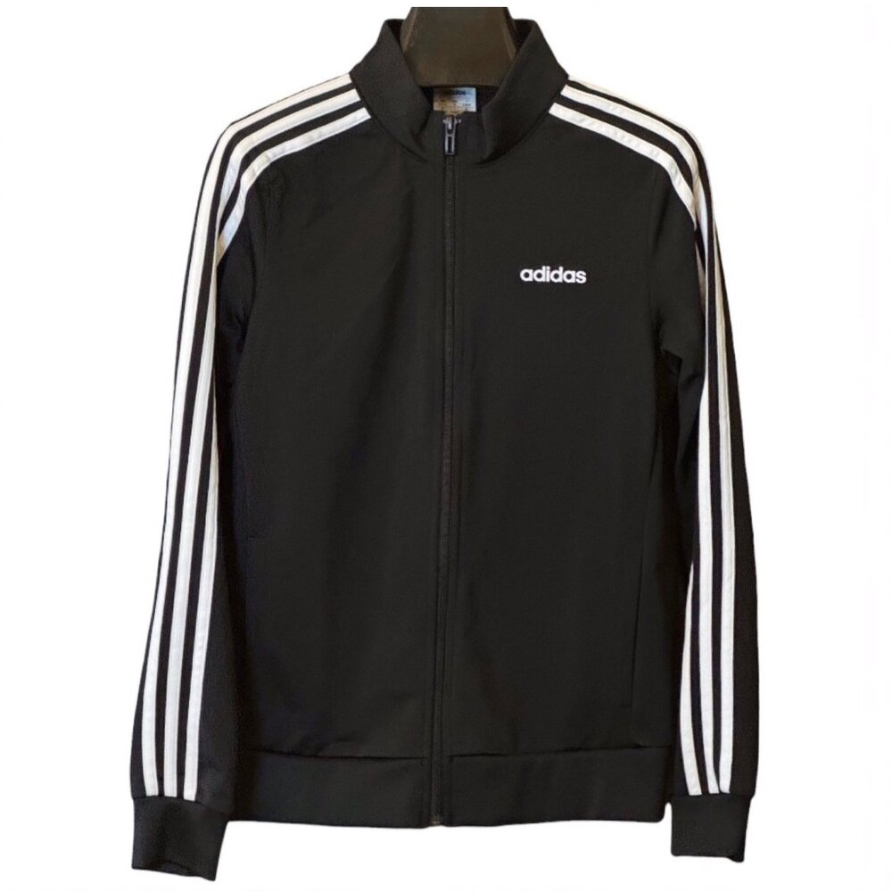 NEW Adidas Classic Women's Track Jacket 3 Stripe Black & White Slim Size Small